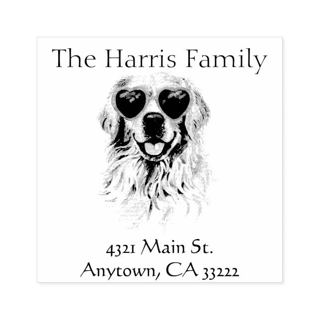 Funny Hipster Retriever  Personalized Rubber Stamp (Imprint)