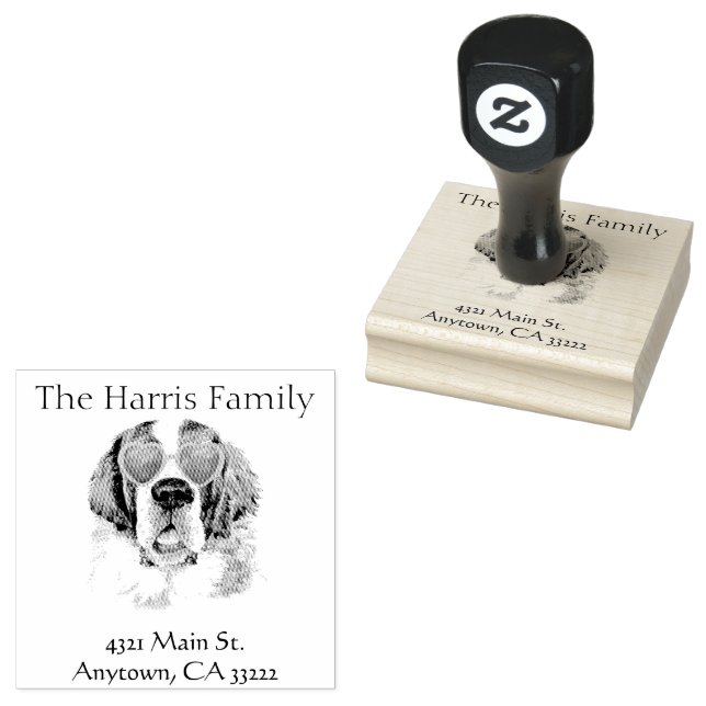 Funny Hipster Saint Bernard  Personalized Rubber Stamp (Stamped)