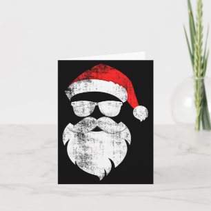 Funny Hipster Santa Face With Hat Beard & Gles Card