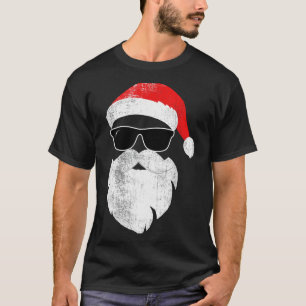 Funny Hipster Santa Face With Hat Beard &amp; Gles T-Shirt