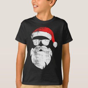 Funny Hipster Santa Face With Hat Beard &amp; Gles T-Shirt