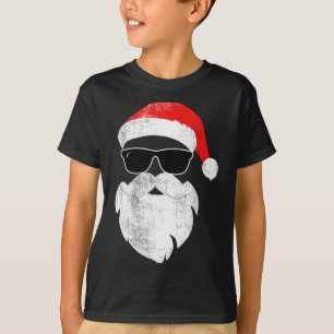 Funny Hipster Santa Face With Hat Beard & Gles T-Shirt