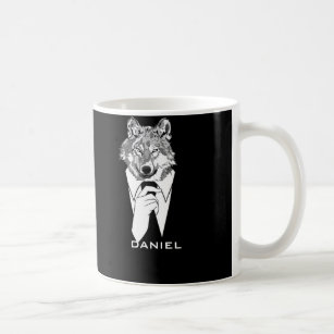 Funny Hipster Wolf with Black Tuxedo Personalized Coffee Mug