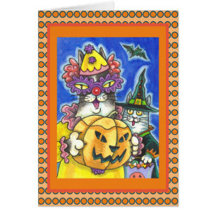 FUNNY HISS N' FITZ HALLOWEEN CATS GREETING CARD V