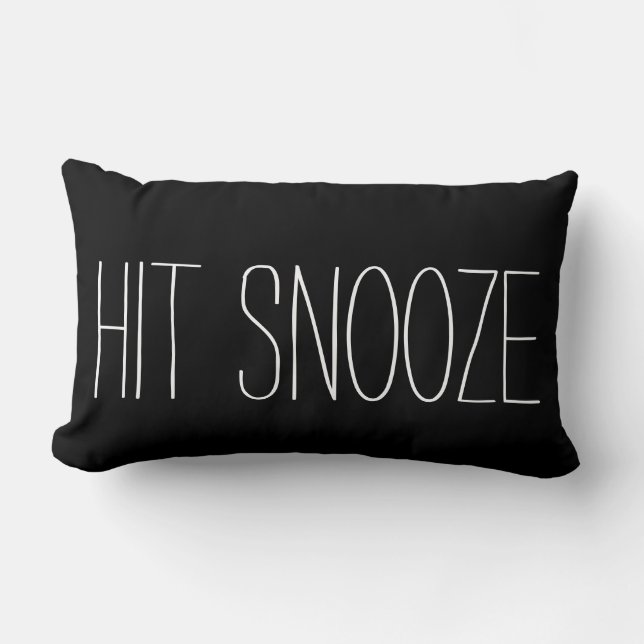 Funny Hit Snooze black white modern trendy humour Lumbar Pillow (Front)