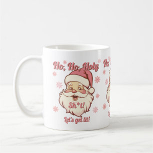 Funny Ho Ho Get Lit Retro Santa Christmas Party Coffee Mug
