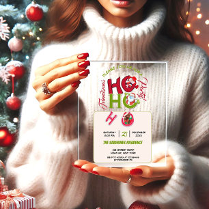 Funny HO HO HO Retro Christmas Party Dinner  Acrylic Invitations