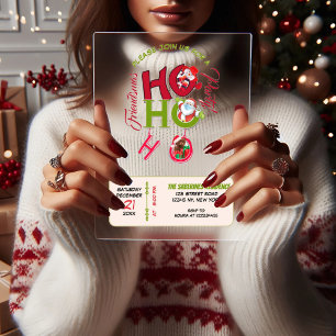 Funny HO HO HO Retro Christmas Party Invitation 