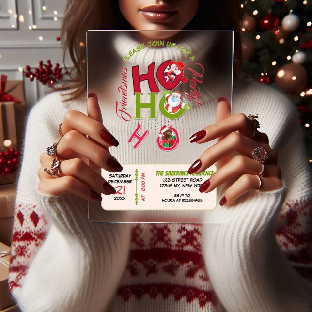 Funny HO HO HO Retro Christmas Party Invitation  (Creator Uploaded)