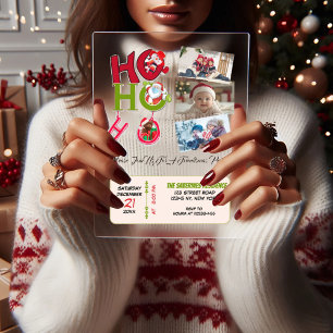 Funny HO HO HO Retro Christmas Photos Party Acrylic Invitations