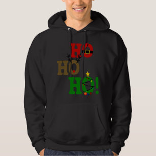Funny Ho Ho Ho Santa Belly Reindeer Christmas Tree Hoodie