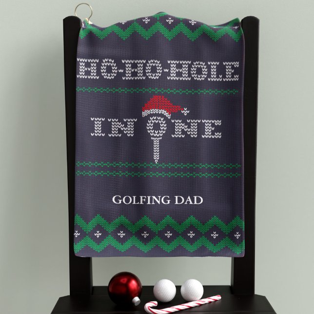 Funny Ho Ho Hole en un bleu et vert serviette de g (Ho ho ho! Perfect golf towel for your Golfing Dad. Just add his name)
