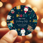 Funny 'Ho Ho Holy Crap' Christmas Baby Shower Classic Round Sticker<br><div class="desc">Funny 'HO HO Holy Crap,  We're having a Baby!' Christmas Couples Baby Shower Sticker. Perfect for festive baby celebrations. Matching items available.</div>