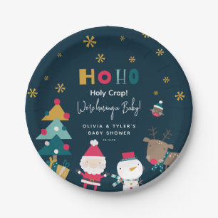 Funny 'Ho Ho Holy Crap' Christmas Baby Shower Paper Plate