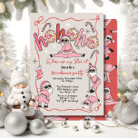 Funny Ho Ho Ho's Friendsmas Adult Christmas Party Invitation<br><div class="desc">Funny and cute, Ho Ho Ho's Christmas Party. Features Santa dancing, twerking with disco ball and wavy frame. Great for a Christmas bachelorette, dirty santa, gift exchange or friendsmas party! Colours of reds and pinks. To make more changes go to Personalize this template. On the bottom you’ll see “Want to...</div>