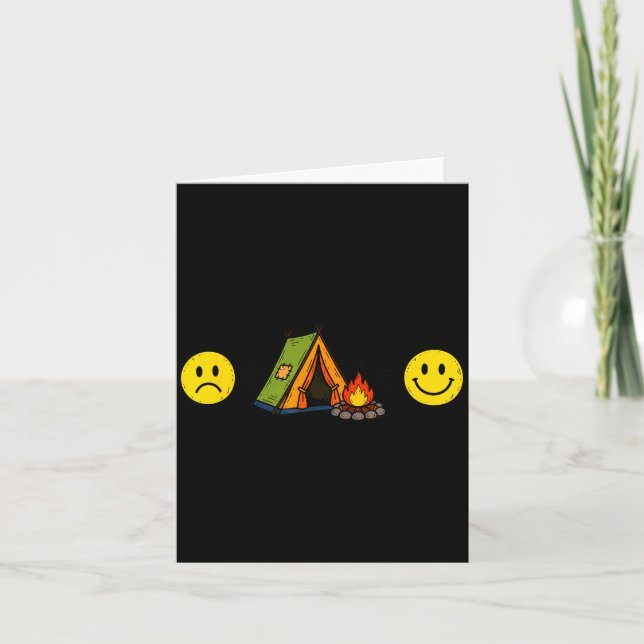 Funny hobby sad face + camping = happy face mood card (Front)