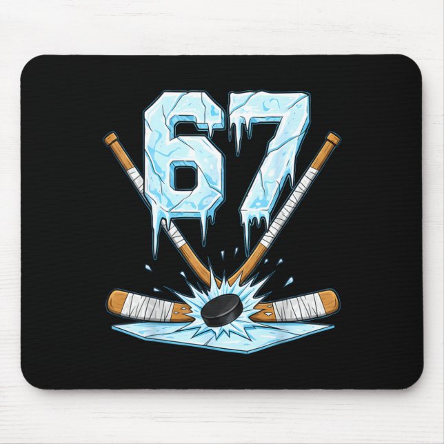 Funny Hockey 67 Meme 6-7 Six Seven Gen Alpha Ice H Mouse Pad (Front)