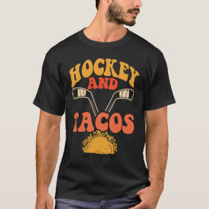 Funny Hockey And Tacos Frisbee Lover Retro Vintage T-Shirt