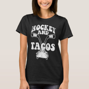 Funny Hockey And Tacos Frisbee Lover Retro Vintage T-Shirt