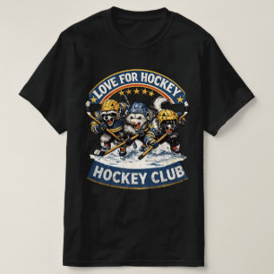 Funny Hockey Animals Club - Classic Hockey Love - T-Shirt