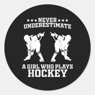 Funny Hockey Art For Girls Women Field Hockey Play Classic Round Sticker