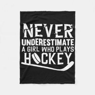Funny Hockey Art For Girls Women Field Hockey Play Fleece Blanket