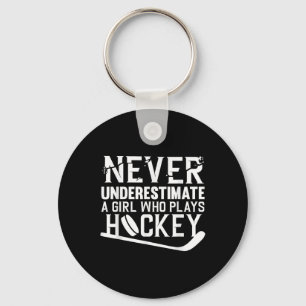 Funny Hockey Art For Girls Women Field Hockey Play Keychain