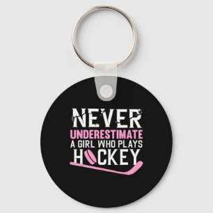 Funny Hockey Art For Girls Women Field Hockey Play Keychain