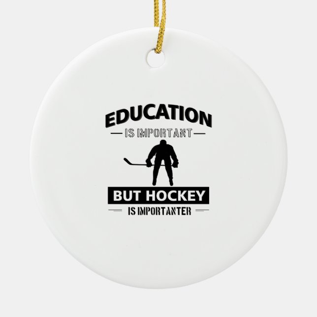 Funny Hockey Ceramic Ornament (Front)