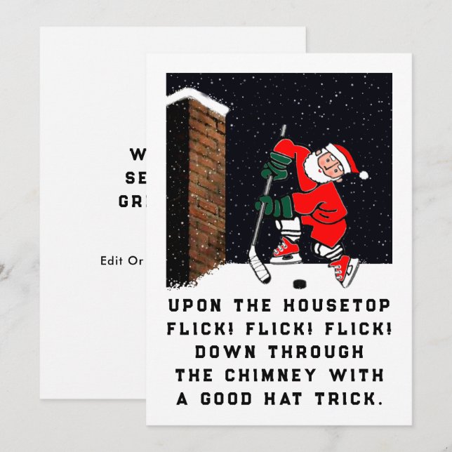 Funny Hockey Christmas Holiday Card (Front/Back)