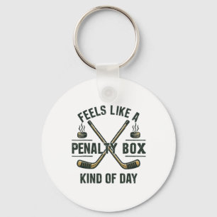 Funny Hockey Day Feels Like A Penalty Box Mood For Keychain