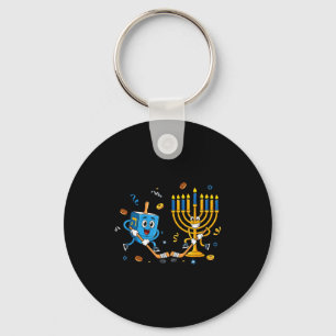 Funny Hockey Dreidel Menorah Hanukkah Kids Womens  Keychain