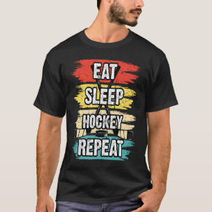 Funny Hockey Eat Sleep Hockey Repeat Vintage 70's  T-Shirt