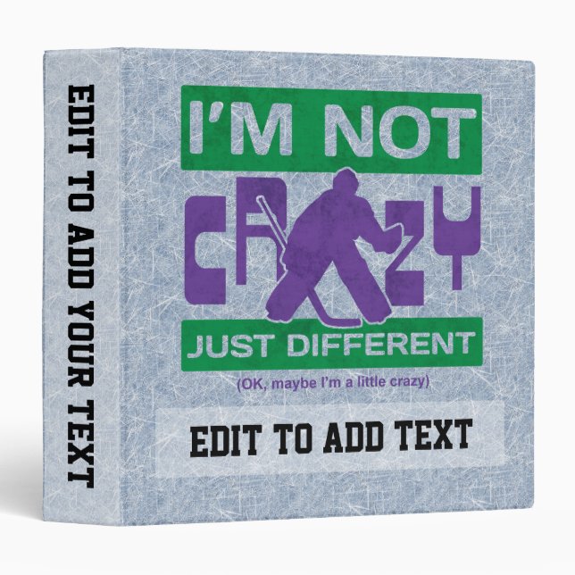 Funny Hockey Goalie 3 Ring Binder, Customizable Binder (Front/Spine)