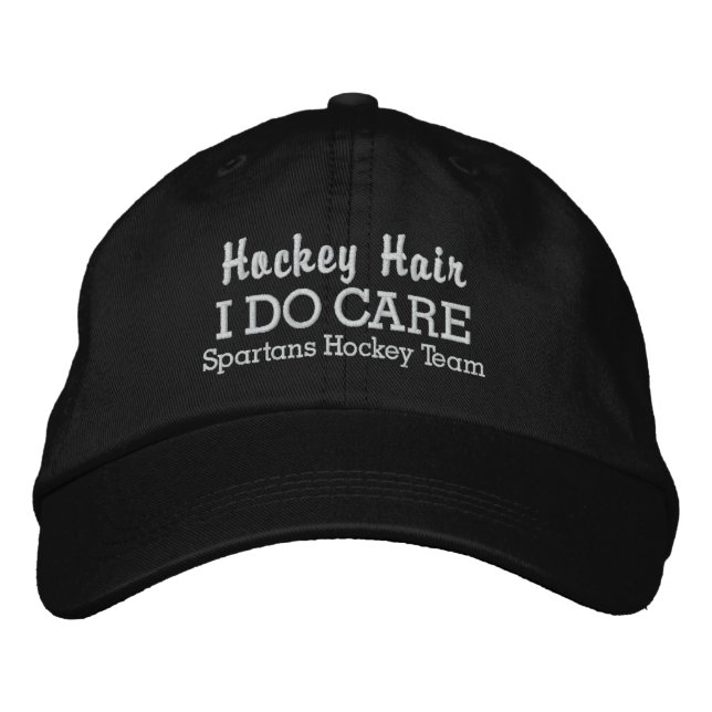 Funny "Hockey Hair I DO Care" custom team name Embroidered Hat (Front)