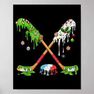 Funny Hockey Holiday Candy Cane Gingerbread Poster