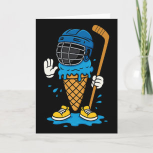 Funny Hockey Ice Cream Cartoon Goalie Sports Humor Card