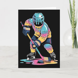 Funny Hockey Ice Cream Drip Boys Youth Hockey Play Card
