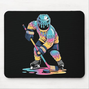 Funny Hockey Ice Cream Drip Boys Youth Hockey Play Mouse Pad