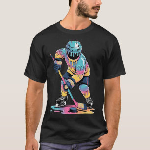 Funny Hockey Ice Cream Drip Boys Youth Hockey Play T-Shirt