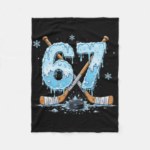 Funny Hockey Lovers Drip 6-7 Number Six Seven Puck Fleece Blanket