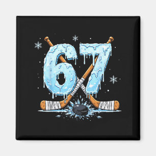 Funny Hockey Lovers Drip 6-7 Number Six Seven Puck Magnet
