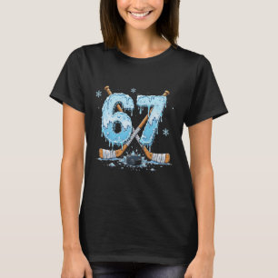 Funny Hockey Lovers Drip 6-7 Number Six Seven Puck T-Shirt