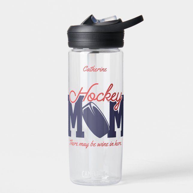 Funny Hockey Mom Personalized Water Bottle (Left)