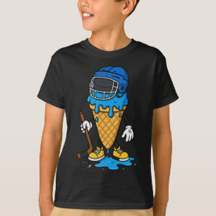 Funny Hockey Puck Ice Cream Cone Drip Graphic Cool T-Shirt