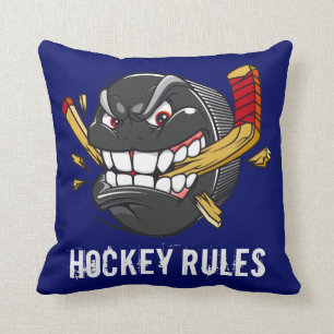 Funny Hockey Puck Pillows Hockey Rules