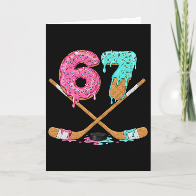 Funny Hockey Six Seven Ice Cream Drip 6 7 Meme Men Card (Front)
