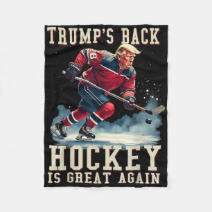Funny Hockey Trump Player Cool Vintage Ice Hockey  Fleece Blanket