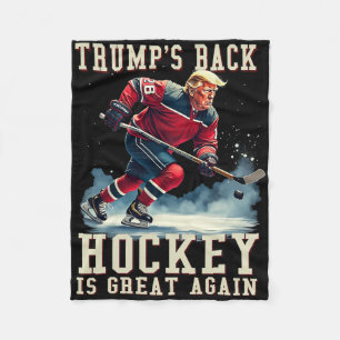 Funny Hockey Trump Player Cool Vintage Ice Hockey  Fleece Blanket