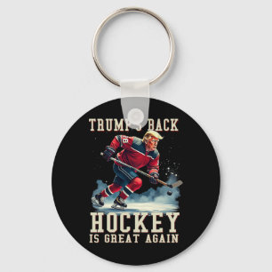 Funny Hockey Trump Player Cool Vintage Ice Hockey Keychain